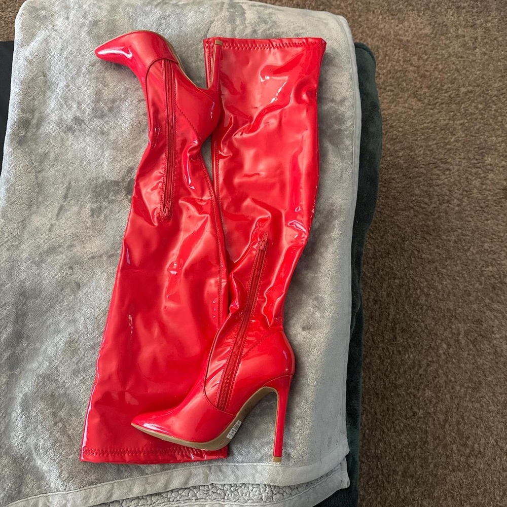 Thigh High Red Boots